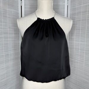 Cami NYC Silk Pearl Strap Halter Top Black Size M New with Tags